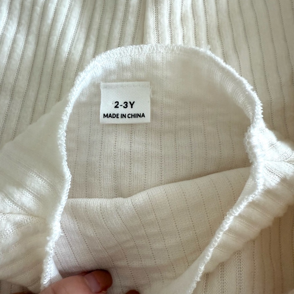 Cream Ribbed Plush-Trim Kids Matching Set - Picture 7 of 7